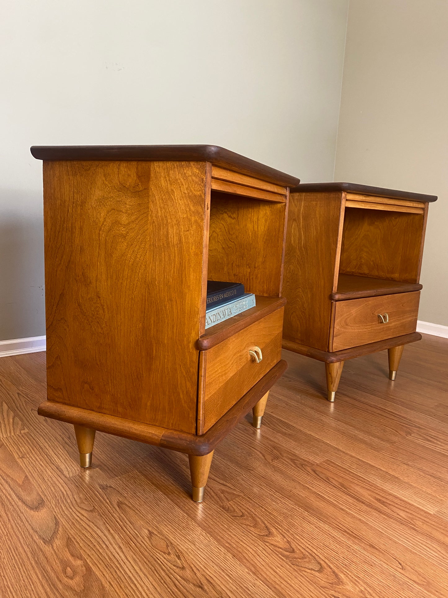 Vintage Pair of Mid Century 1950s Bedside Tables