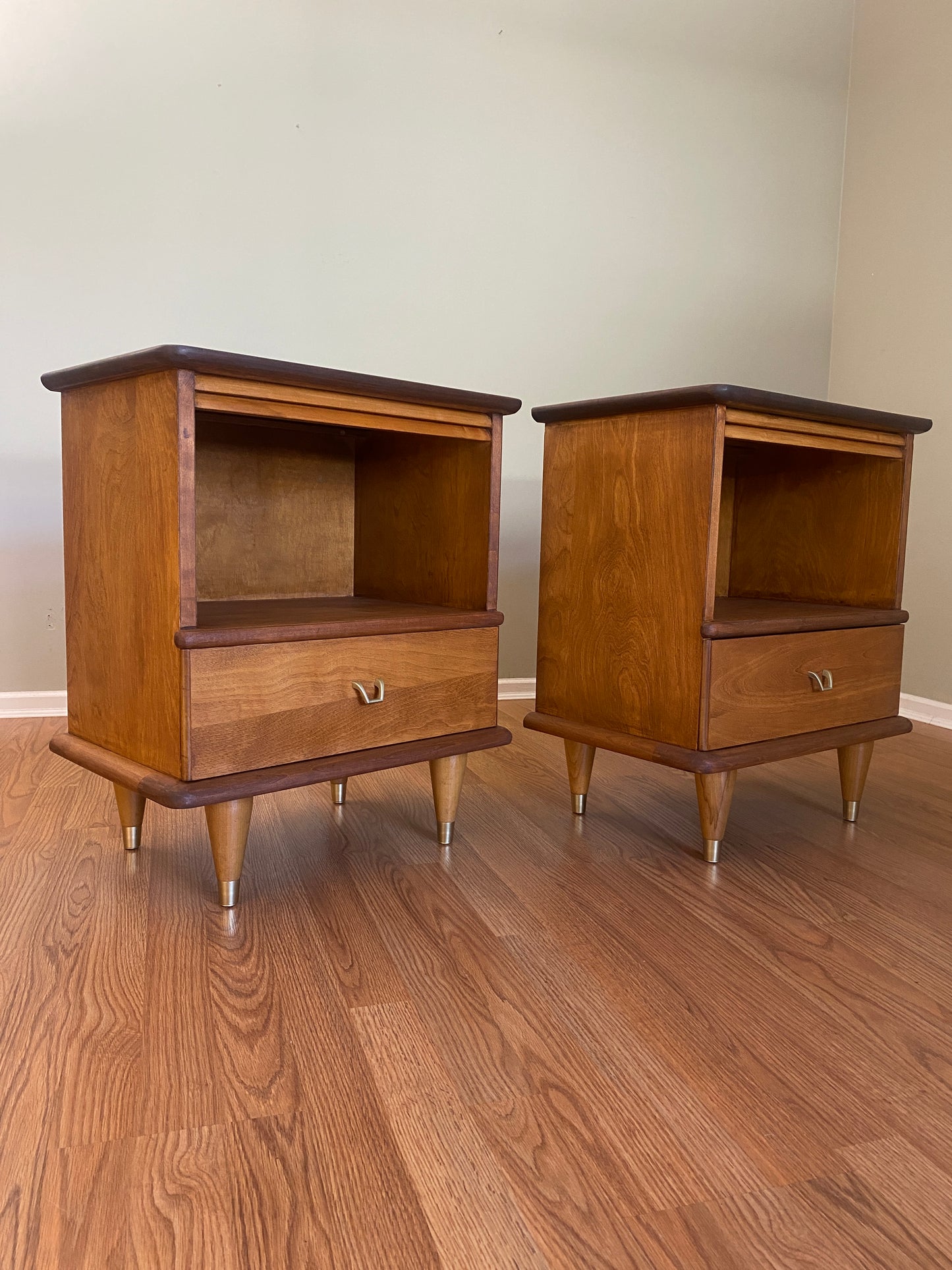 Vintage Pair of Mid Century 1950s Bedside Tables