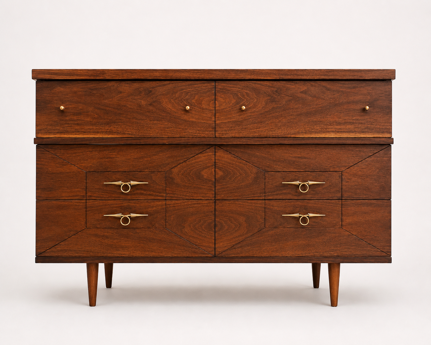 black and walnut dresser Walnut Dresser with Geometric Detailing – House of Cascadia