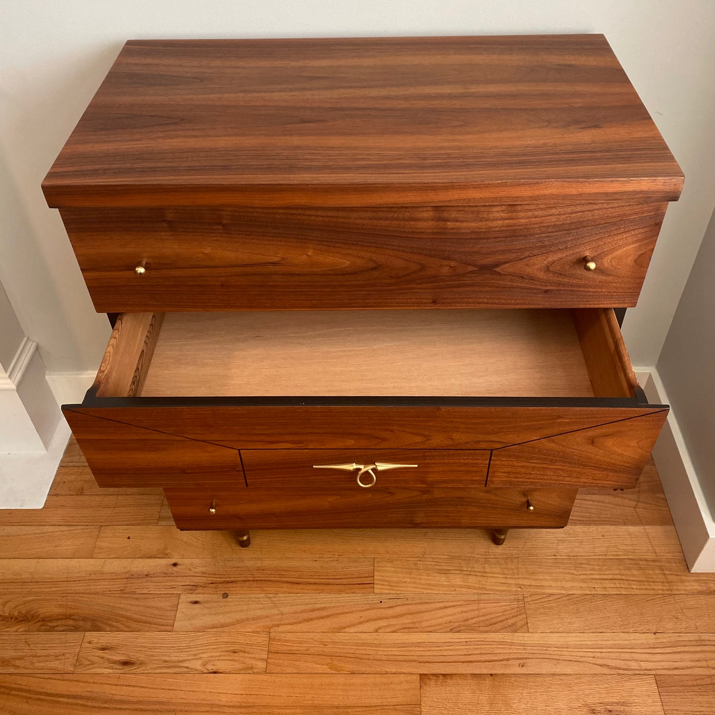 Vintage Mid-century Modern 4 Drawer Tallboy Dresser