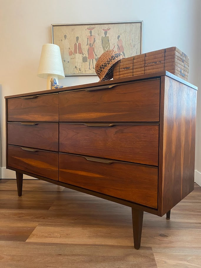 Vintage Mid-Century Modern Six Drawer Dresser Vic Art