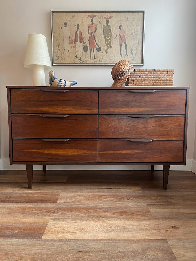 Vintage Mid-Century Modern Six Drawer Dresser Vic Art