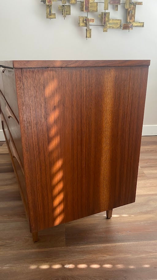 Vic Art Mid Century Modern Walnut 6 Drawer Dresser
