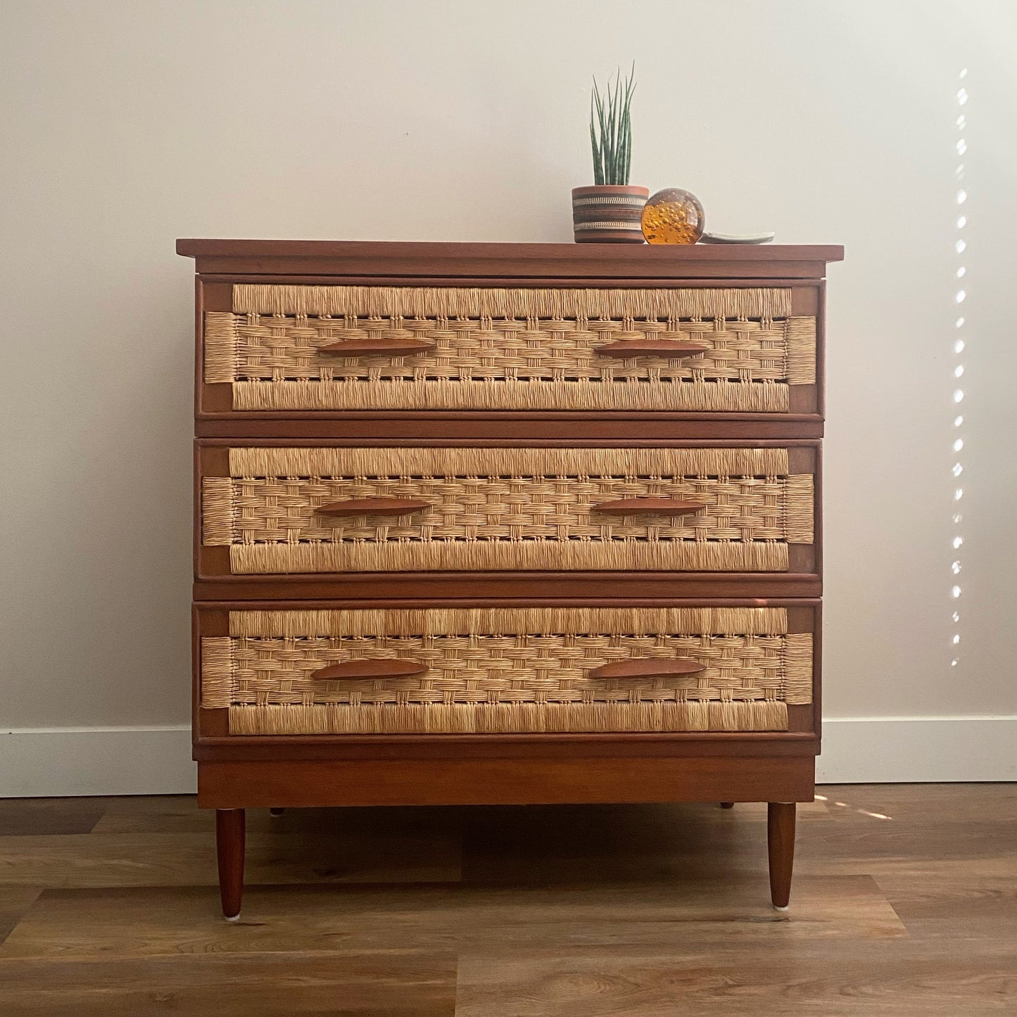 Mid Century Modern Compact 3-Drawer Vintage Dresser