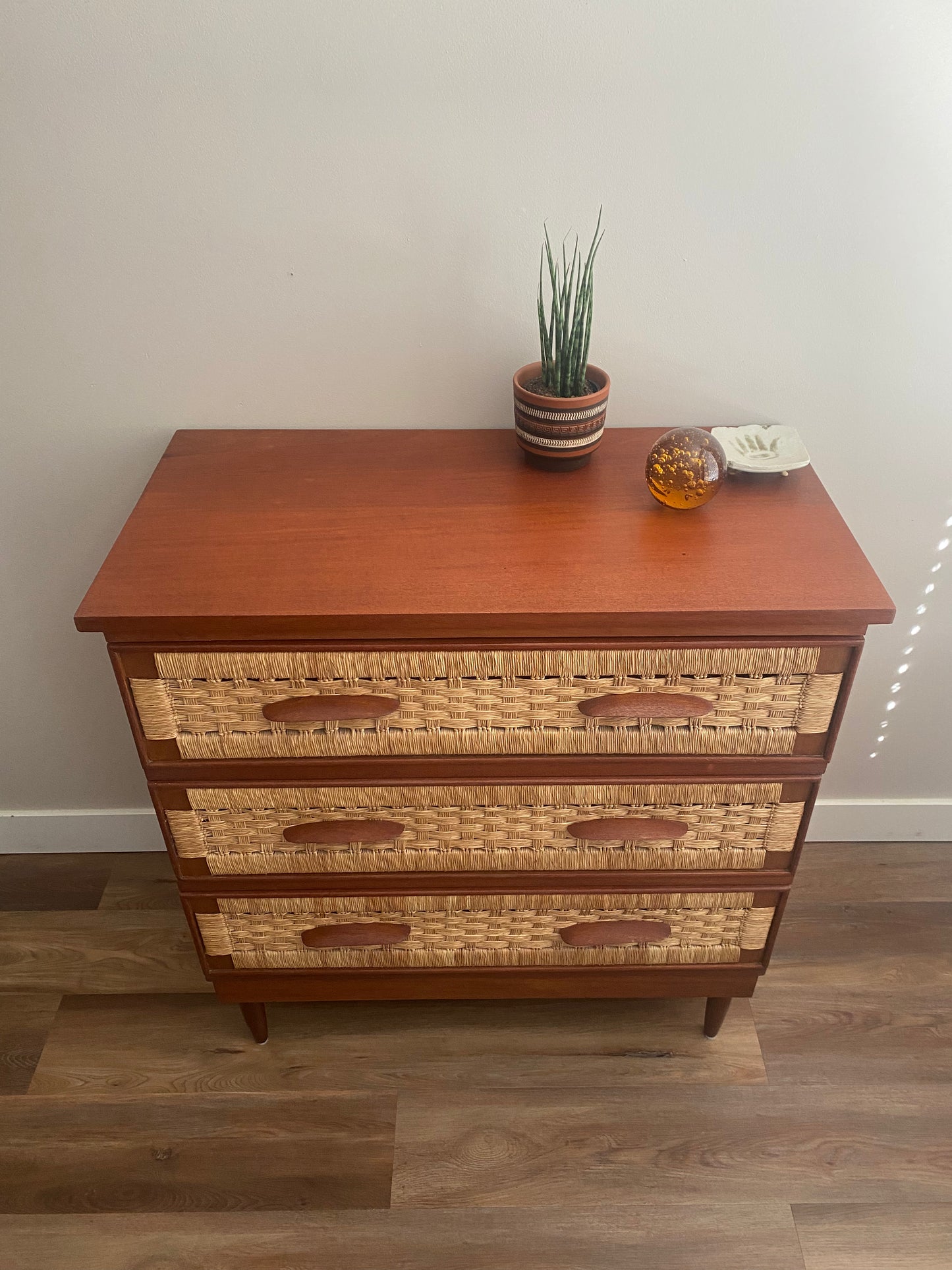 Mid Century Modern Compact 3-Drawer Vintage Dresser