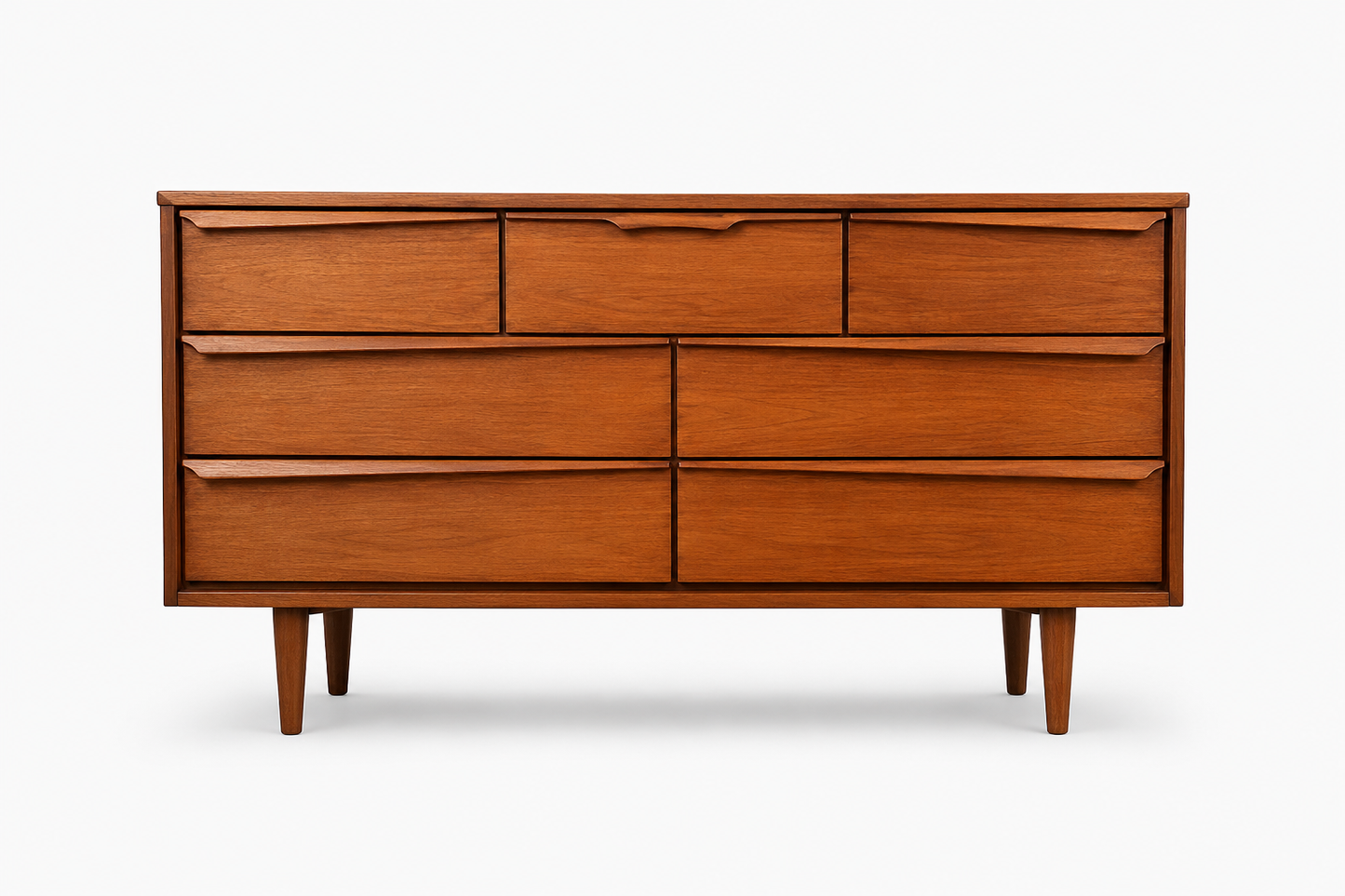Vintage Vic Art Walnut Dresser with Angled Pulls