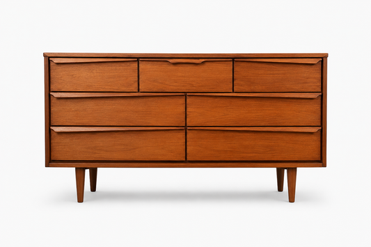 Vintage Vic Art Walnut Dresser with Angled Pulls