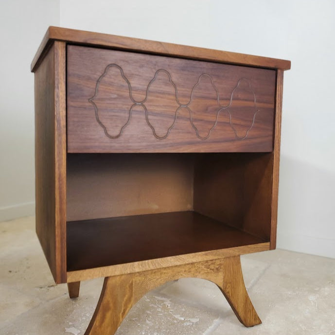 Mid Century Modern Walnut Nightstands - Matching Pair