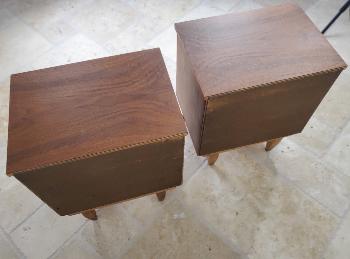 Mid Century Modern Walnut Nightstands - Matching Pair