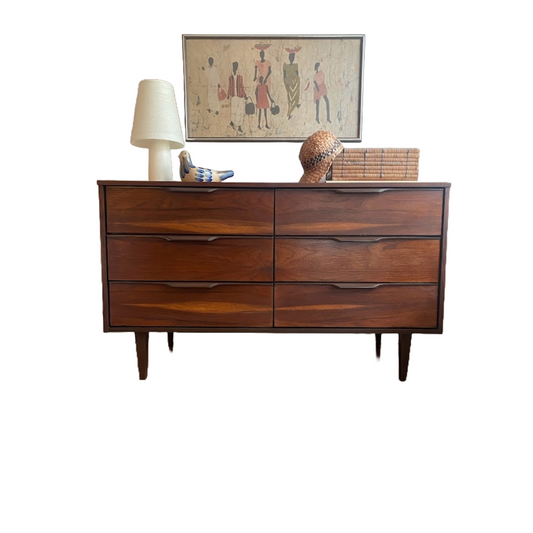 Vintage Mid-Century Modern Six Drawer Dresser Vic Art