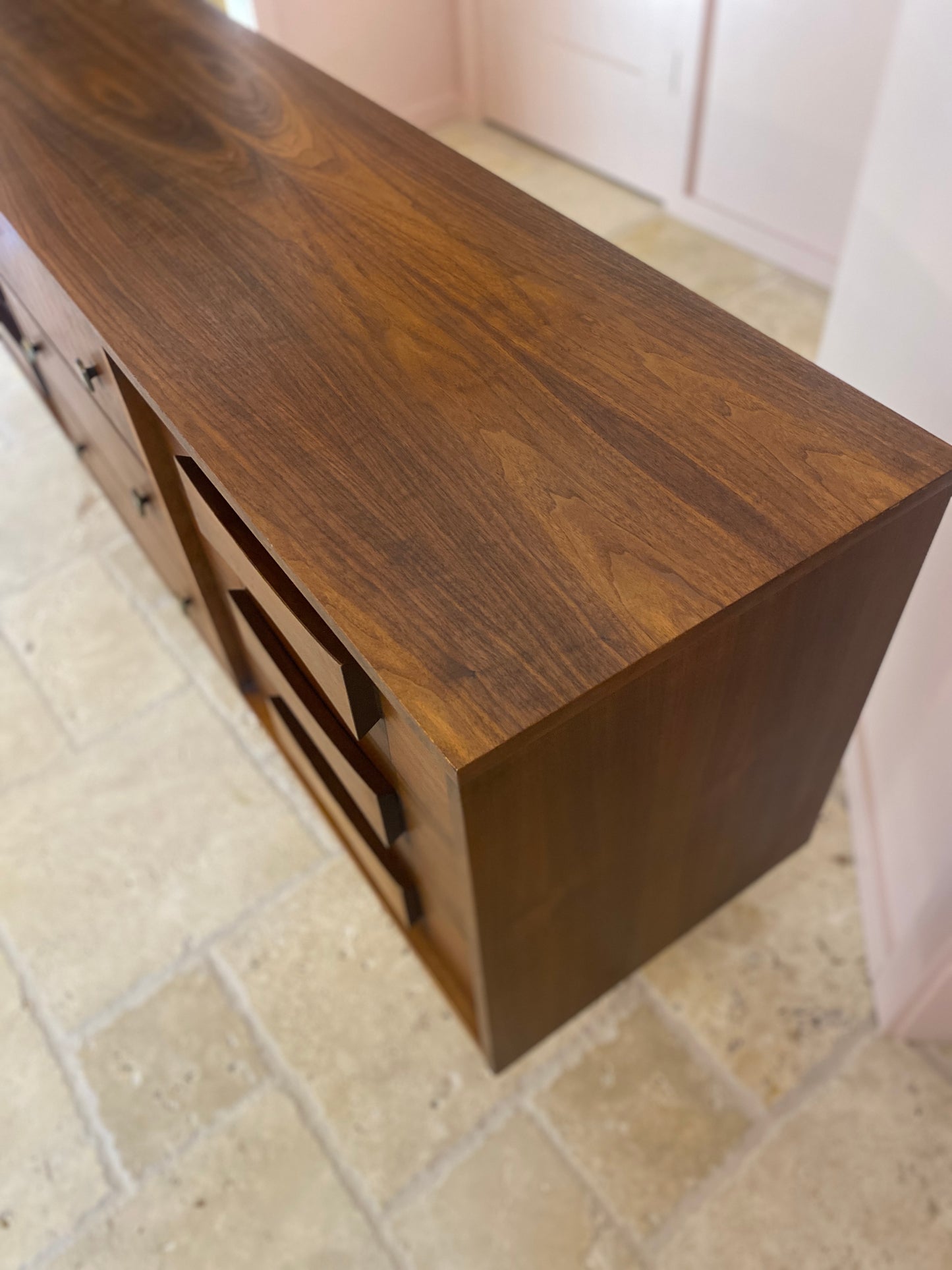 Mid Century Modern Dresser with Brutalist pulls and Bow-Tie Handles