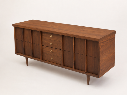 Vintage Walnut Dresser Dresser with Curved Front