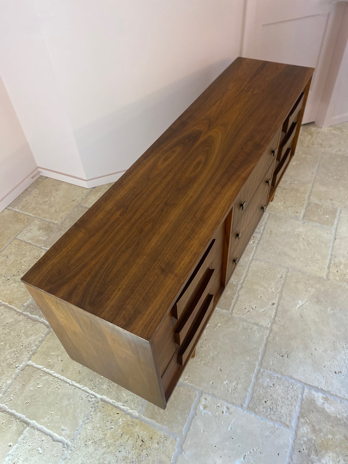 Mid Century Modern Dresser with Brutalist pulls and Bow-Tie Handles