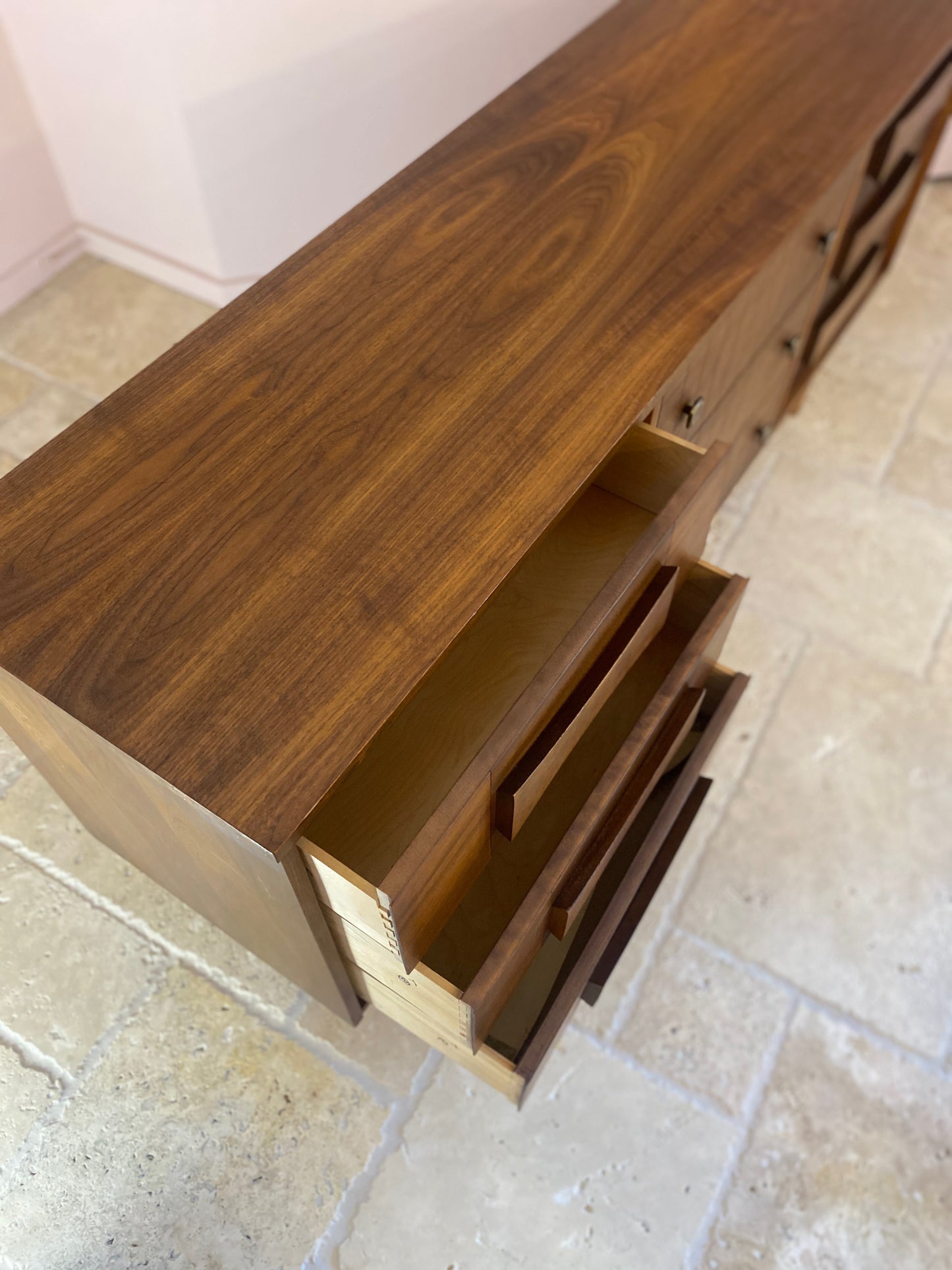 Mid Century Modern Dresser with Brutalist pulls and Bow-Tie Handles