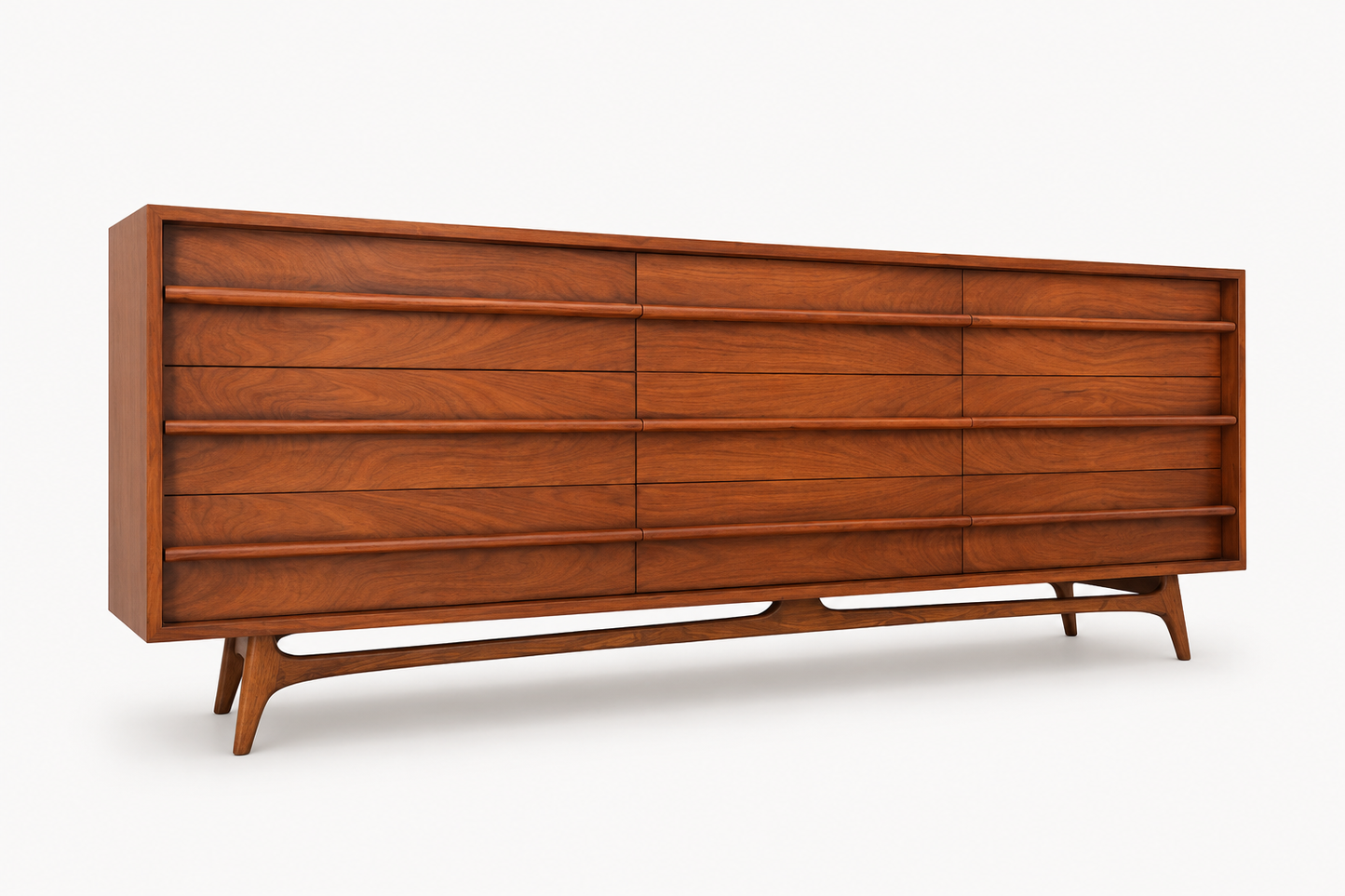 Young Manufacturing Company MCM Walnut Veneer Dresser