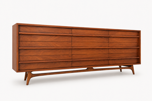 Young Manufacturing Company MCM Walnut Veneer Dresser