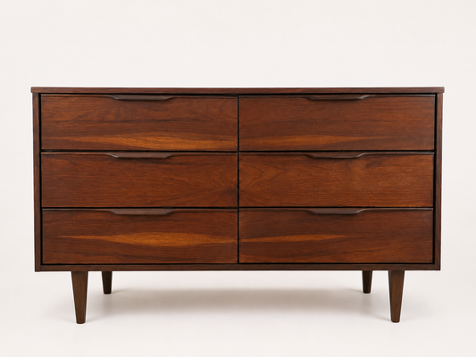 Vic Art 6 Drawer Walnut Dresser