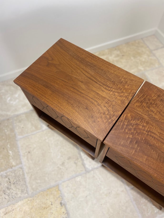 Mid Century Modern Walnut Nightstands - Matching Pair