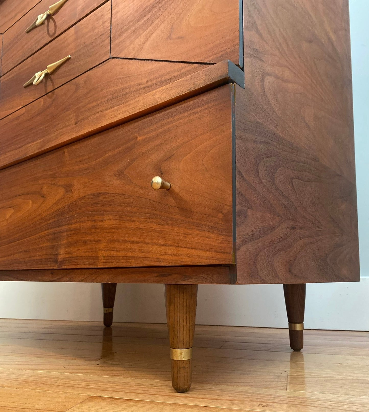 Vintage Mid-century Modern 4 Drawer Tallboy Dresser